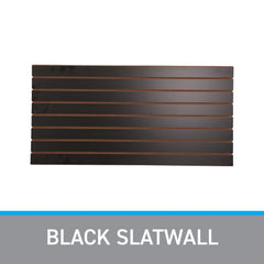 SSWBasics 4 ft x 2 ft Horizontal Black Slatwall Panels for Wall (24"H x 48"L) - Pack of 2 - Garage Wall Organizer Panels and Craft Storage Organization Slatwall Panel
