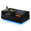 Hommpa LED Coffee Table Rectangular High Gloss Coffee Tea Table Modern Center Table with LED Light 4 Storage Drawers Sofa End Table for Living Room 35.4 x 22 x 13.8 Inches