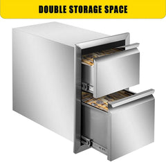 Outdoor Kitchen Door Drawer Combo 29.5" W x 21.6" H x 22.4"D, Access Door/Triple Drawers with Propane Drawer and Adjustable Garbage Ring, Perfect for BBQ Island Patio Grill Station