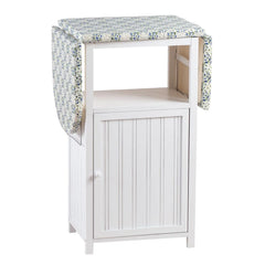 OakRidge Deluxe Ironing Board with Storage Cabinet, Perfect for Small Spaces with Extra Storage, Folding Station, Crafted with 100% Durable Wood, White Design C Measures 36.5" H x 15.5" W x 23" L