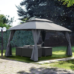 Simenmax 10 x 13 Steel Patio Gazebo, with Mesh Netting and Double Vented Roof