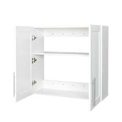 Stackable Wall Cabinet,Hanging Wall Mount Storage Cabinet with Adjustable Shelves and Doors,Sideboard Buffet Cupboard,Console Table,White Wood Finish,11.81 "D x 31.50"W x 29.92 "H