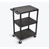 Luxor 18" x 24" Three Shelf Flat Utility Cart - Black