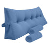 Peachwell Triangular Reading Bed Rest Pillow Large Bolster Cushion Headboard Backrest Wedge Pillow with Two Detachable Roll Pillows for Neck & Lumbar Support (Blue, Queen: 59 x 8 x 20 inches)