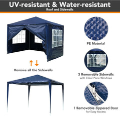 10' x 10' Outdoor Wedding Party Tent 4 Sidewalls, Blue