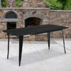 BizChair Commercial Grade 31.5" x 63" Rectangular Black Metal Indoor-Outdoor Table
