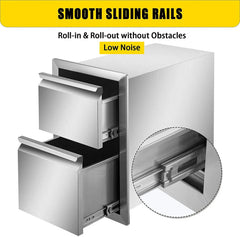 Outdoor Kitchen Door Drawer Combo 29.5" W x 21.6" H x 22.4"D, Access Door/Triple Drawers with Propane Drawer and Adjustable Garbage Ring, Perfect for BBQ Island Patio Grill Station