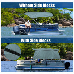 Unique Bargains 600D 4 Bow 8'L x 54"H x 91"-96"W Bimini Top Canvas Cover with Detachable Side Blocks Storage Boot Gray