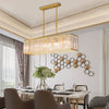 Wuzstar Modern Crystal Chandelier Luxury Rectangular Pendant Light,Gold( L33.5"x W8.6")