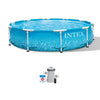 INTEX Round Metal Frame 10ft x 30in Above Ground Swimming Pool Set, Blue