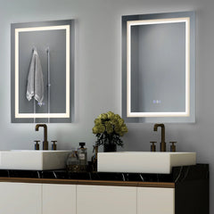 Costway 32'' x 24'' Bathroom Wall Mirror Makeup Mirror with Colorful Light Anti-Fog