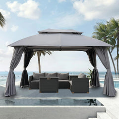 Simenmax 10 x 13 Steel Patio Gazebo, with Mesh Netting and Double Vented Roof