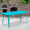 BizChair Commercial Grade 31.5" x 63" Rectangular Black Metal Indoor-Outdoor Table