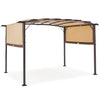 AECOJOY 12X 9Outdoor Retractable Steel Pergola Canopy with Adjustable Shade-Beige