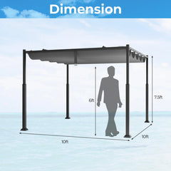 Costway 10' x 10' Outdoor Pergola with Retractable Canopy Heavy-Duty Metal Columns