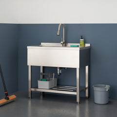 TRINITY 30' x 14' Basin Stainless Steel Utility Sink with Pull-down Faucet