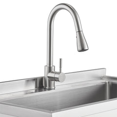 TRINITY 30' x 14' Basin Stainless Steel Utility Sink with Pull-down Faucet