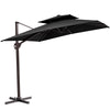 Pellebant 11 ft. x 9 ft. Rectangular Double Top Patio Cantilever Umbrella, Black