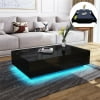 Hommpa Rectangular Coffee Table with LED Lights Tea Tables with 4 Drawers High Gloss Modern Living Room Furniture White Finish Sofa Side Table 37.4 x 23.6 x 15.4 Inches