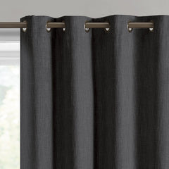 Better Homes & Gardens Woven Textured Grommet Blackout Curtain Panel, Black, 50" x 84"