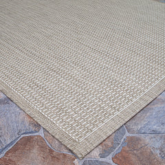 Couristan Recife Saddle Stitch 5'3" X 7'6" Ivory- Taupe Outdoor Rug