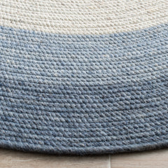 SAFAVIEH Braided Nazca Solid Bordered Area Rug, Ivory/Blue, 4' x 6' Oval
