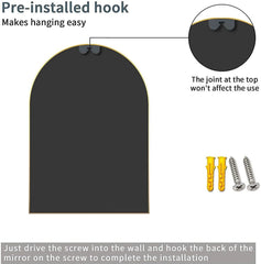 BEAUTYPEAK 24"x 36" Bathroom Mirror Wall Vanity Arched Mirror, Black