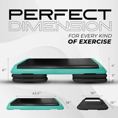 Yes4All Adjustable Aerobic Step Platform, 40 in x 16 in with 4 Risers, Black and Green