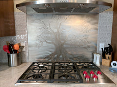 Tree of Life Decorative Stainless Steel Kitchen Backsplash 24" x 30"