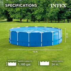 INTEX Metal Frame 10' x 30" Outdoor Swimming Pool with Filter Pump & Cover