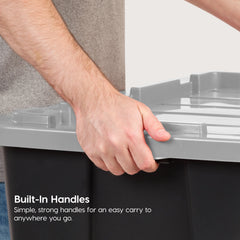 IRIS USA 27Gal/108Qt 4 Pack Large All-Weather Heavy-Duty Stackable Storage Plastic Bin Tote Container with Quick Snap Lid, (30" L x 20" W x 14" H)