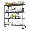 IVV 4-Tier Wire Shelving Unit on Wheels, Rolling Metal Storage Utility Rack, 2500LBS Capacity, Height Adjustable for Restaurant Garage Pantry Kitchen, 55.12"L x 23.62"W x 75.59"H, Black