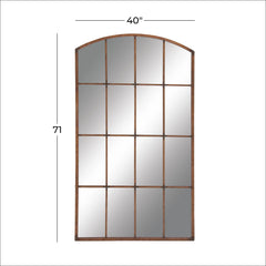 DecMode 39" x 71" Copper Window Pane Inspired Wall Mirror with Arched Top