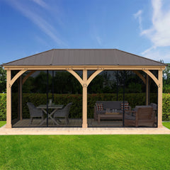 Yardistry Black Mosquito Screen Mesh Kit designed for the 12' x 20' Meridian Gazebo