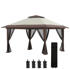 Outsunny 13ft x 13ft Beige Pop Up Outdoor Canopy, UV Resistant