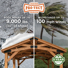 Backyard Discovery Norwood 14' x 12' Cedar Wood Gazebo, Galvanized Steel Roof, PowerPort
