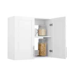 Prepac Elite 32" H Wall Cabinet with Panel Doors, White Storage Cabinet, Bathroom Cabinet, Pantry Cabinet with with 1 Adjustable Shelf 12.75" D x 32" W x 30" H, WSUR-1003-1