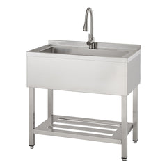 TRINITY 30' x 14' Basin Stainless Steel Utility Sink with Pull-down Faucet