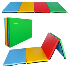 BalanceFrom All-Purpose 4 Ft. x 10 Ft. x 2 In. Extra Thick High Density Anti-Tear Gymnastics Flooring Gym Folding Exercise Aerobics Mats, Multi Color