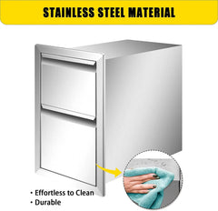Outdoor Kitchen Door Drawer Combo 29.5" W x 21.6" H x 22.4"D, Access Door/Triple Drawers with Propane Drawer and Adjustable Garbage Ring, Perfect for BBQ Island Patio Grill Station