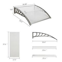 Winado 40"x 40" Door Window Awning Patio Wall Gray Bracket Gray