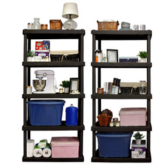 Hyper Tough Garage Shelving Unit Heavy Duty 5-Tier 75"H x 30"W x 14"D 2-Pack, Black 450 lbs Total Capacity