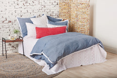 Roscoe Indigo Mini Herringbone Pattern 100% Cotton King Duvet Cover 90" x 102"