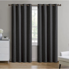 Better Homes & Gardens Woven Textured Grommet Blackout Curtain Panel, Black, 50" x 84"
