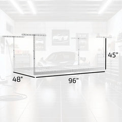 MonsterRax 4' x 8' Overhead Garage Storage Rack Holds 500 Pounds, White
