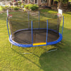 Jumpking Oval 10' x 15' Trampoline, with Two Basketball Hoops, Blue/Yellow