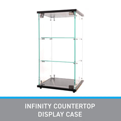 SSWBasics Infinity Countertop Glass Display Case (Ready to Assemble) - 12-1/4"W x 14-1/4"D x 27-1/4"H - Showcase Cabinet Bookcase with Lock Perfect for Displaying Smaller Items