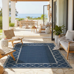 Laguna Indoor/Outdoor Area Rug, Simeon Navy Gray, 5'3 x 7'