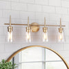 Modern 4/3/2-Light Farmhouse Linear Bathroom Vanity Lights Dimmable Wall Sconces with Clear Glass Shade L 20'' 3-light L20"x W6"x H 11.5" Painted 13