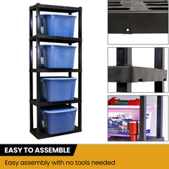 Hyper Tough Garage Shelving Unit Heavy Duty 5-Tier 75"H x 30"W x 14"D 2-Pack, Black 450 lbs Total Capacity